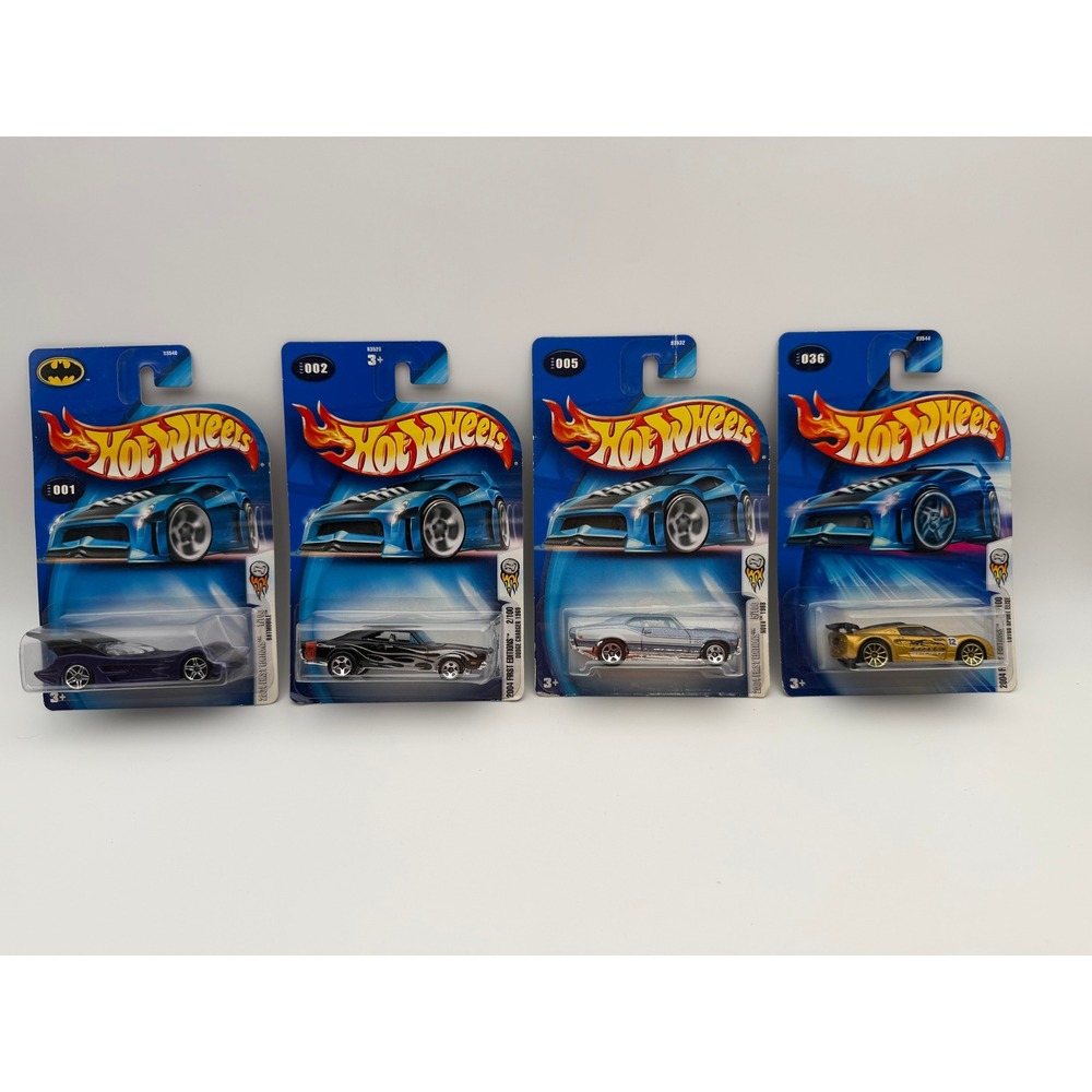 Hot Wheels 2004 First Editions Batmobile Dodge Charger Nova SS Lotus Elise Set 4